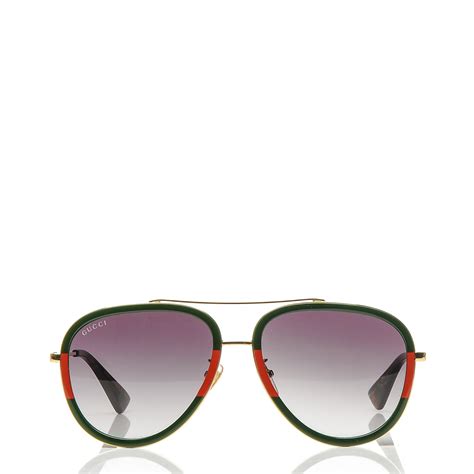 gucci sunglasses red and green arm|Gucci aviator style sunglasses.